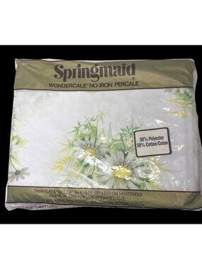 Springmaid Wondercale No-Iron Percale Twin Flat Sheet Daisy Floral